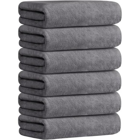 Microfiber Bath Towel Sets (6 Pack, 27" x 55") -Extra Absorbent, Fast - Picture 3 of 8